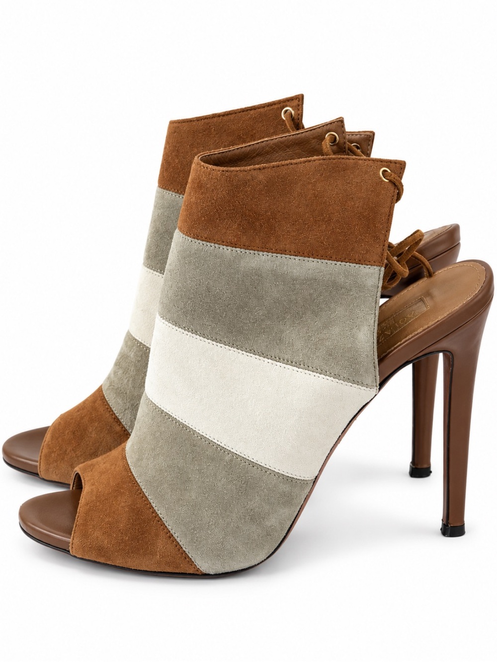 Aquazzura Brown Peep Toe Booties